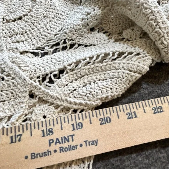 SOLITAIRE Crochet Lace Bell Sleeve Top Cream Knit Festival Boho Beach Hippie L - Picture 6 of 10